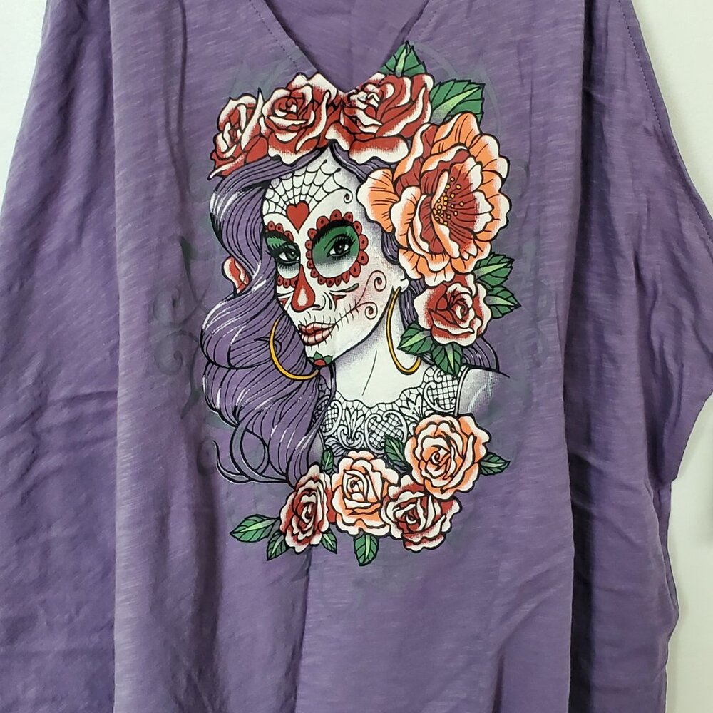 Torrid Tank Top Classic Fit Size 5 Dia de Los Muertos NWT Choker Neck - Picture 2 of 5
